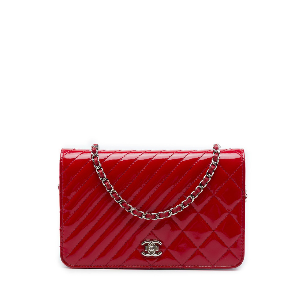 Pre-Loved Chanel Quilted Patent Coco Boy Wallet On Chain